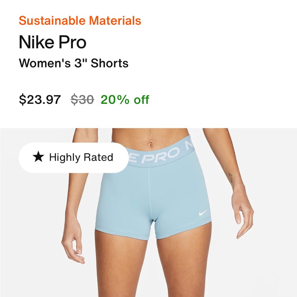 NWT baby blue Nike pro shorts